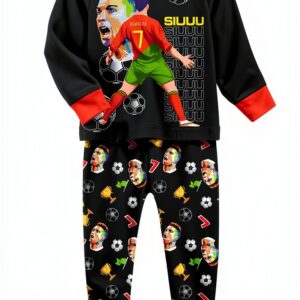 Boys Football Long Pants Set Polyester Spandex Stretchy-0