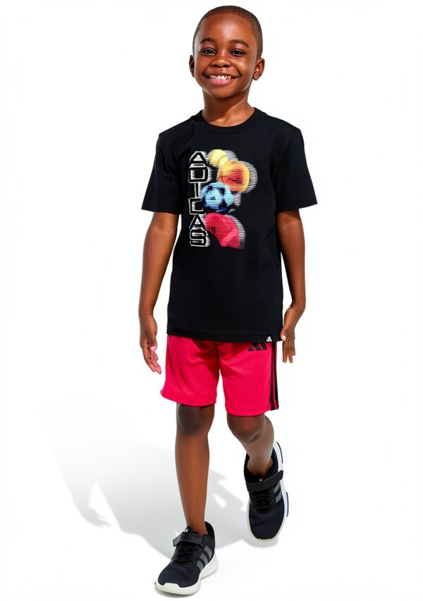 Adidas Boys Short Sets Rib Crew Neck Football Design-2