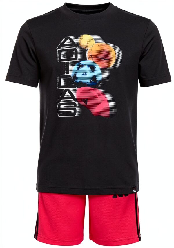 Adidas Boys Short Sets Rib Crew Neck Football Design-1