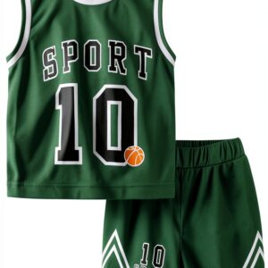 Boys Athletic Shorts Set Polyester Quick Dry Sports Outfit-0