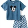 Disney Mickey Mouse Boys Short Set Terry Material Graphic-0