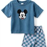 Disney Mickey Mouse Boys Short Set Terry Material Graphic-0
