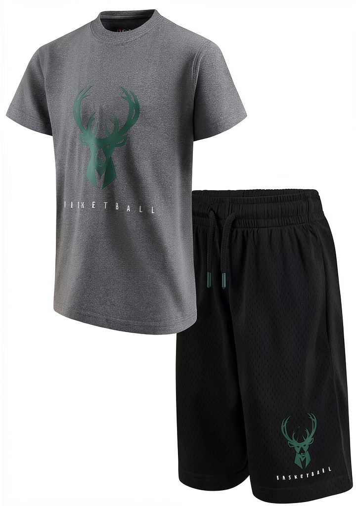 Ultra Game NBA boys short set being worn during casual backyard play