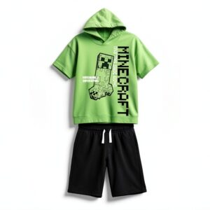 Minecraft Outfit Set Lanky Box Hoodie Tee Shorts Boys-0