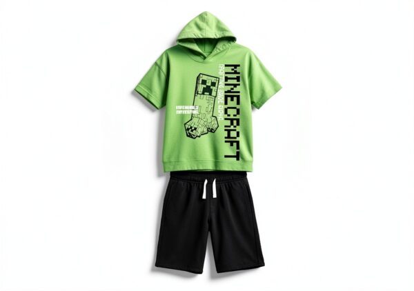 Minecraft Outfit Set Lanky Box Hoodie Tee Shorts Boys-0