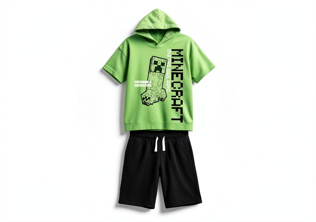 Minecraft three-piece outfit set displayed on a hanger