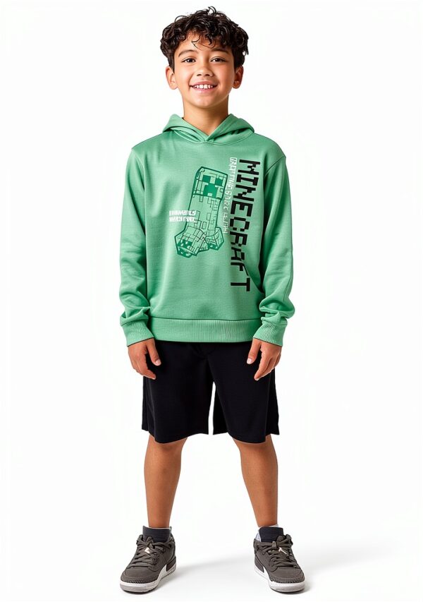 Minecraft Outfit Set Lanky Box Hoodie Tee Shorts Boys-3