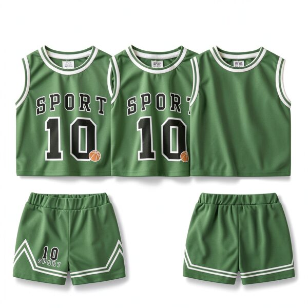 Boys Athletic Shorts Set Polyester Quick Dry Sports Outfit-6
