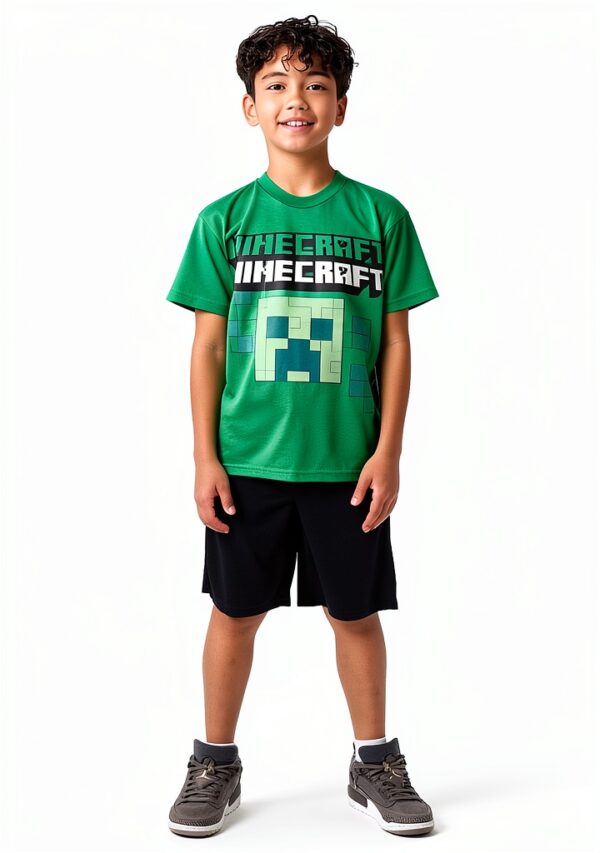 Minecraft Outfit Set Lanky Box Hoodie Tee Shorts Boys-5