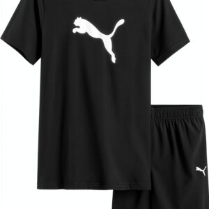 PUMA Boys Cotton Jersey Short Set Activewear Sporty Style-0