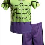 Marvel Hulk Boys Short Set Tee Mesh Shorts Playwear-0