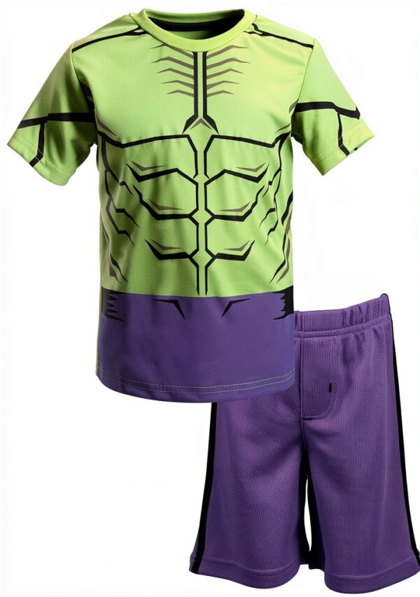 Marvel Hulk Boys Short Set Tee Mesh Shorts Playwear-0