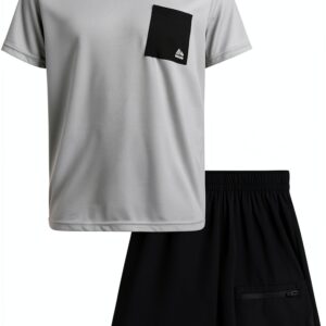 Boys Short Set Lightweight Flexible Athletic Wear Active-0