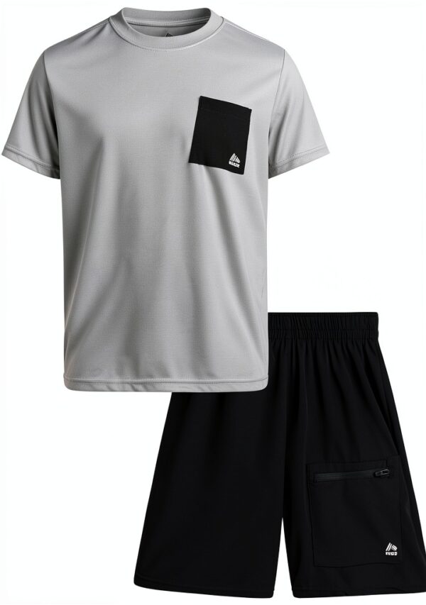 Boys Short Set Lightweight Flexible Athletic Wear Active-0