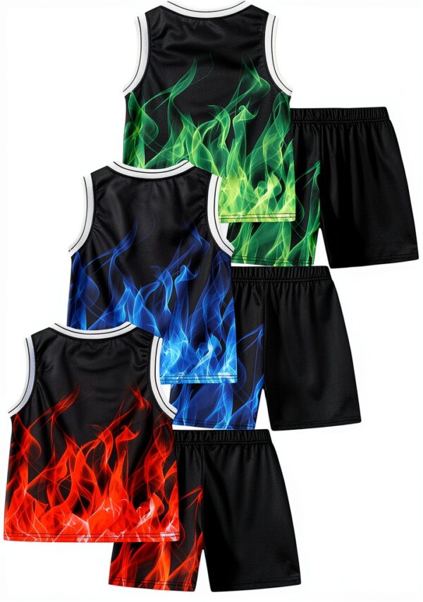 Boys Activewear Set 6 Piece Tank Shorts Comfortable Fabric-1