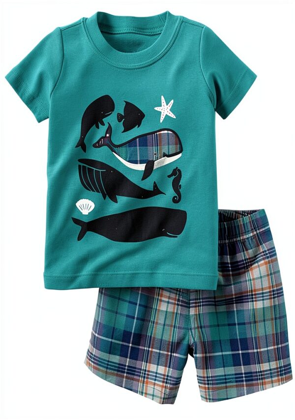 Boys Short Sets Cotton Dinosaur Fish Truck Designs Toddler-0