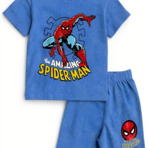 Marvel Spider-Man Boys Short Set Soft Graphic Tee Shorts-0