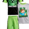 Minecraft Boys 3 Piece Set Shorts T Shirt Tank Top-0