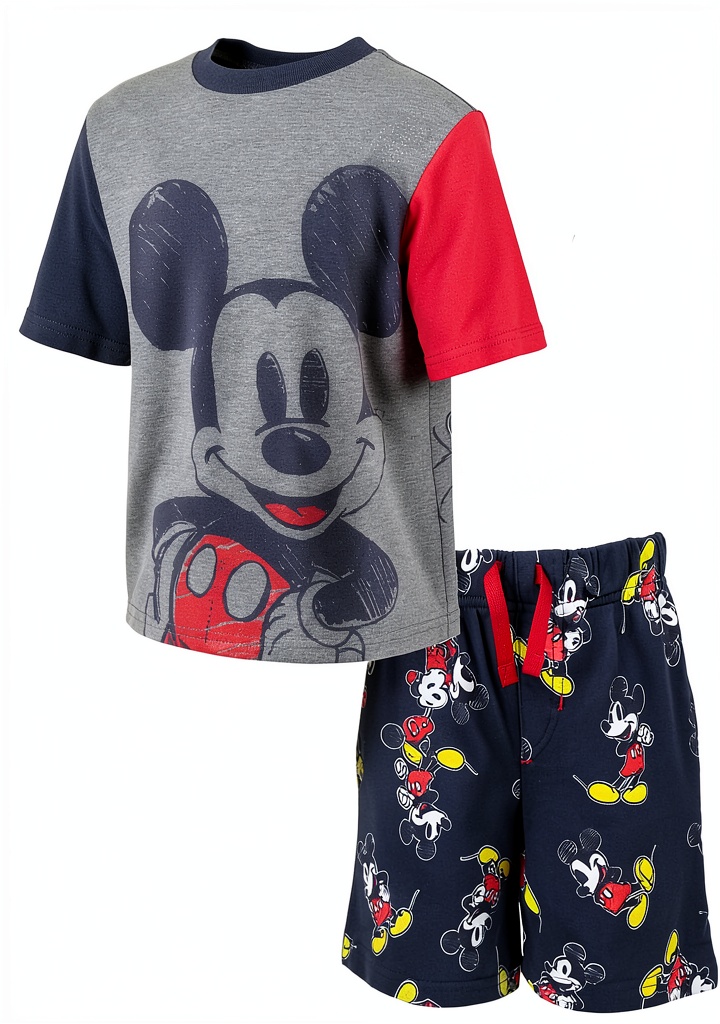 Disney Mickey Mouse boys short set showing front and back views