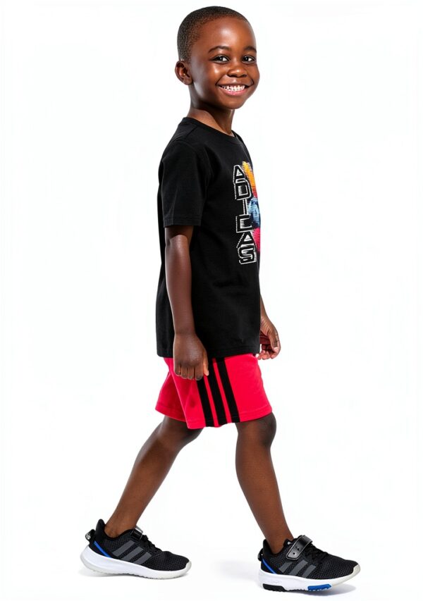 Adidas Boys Short Sets Rib Crew Neck Football Design-5