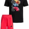 Adidas Boys Short Sets Rib Crew Neck Football Design-0
