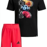 Adidas Boys Short Sets Rib Crew Neck Football Design-0