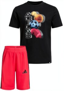 Adidas Boys Short Sets Rib Crew Neck Football Design-0
