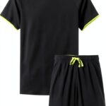 Boys Athletic Short Sets 100 Polyester Moisture Wicking Mesh-0