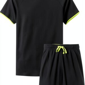 Boys Athletic Short Sets 100 Polyester Moisture Wicking Mesh-0