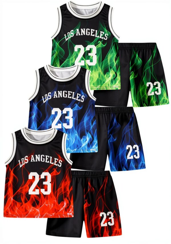 Boys Activewear Set 6 Piece Tank Shorts Comfortable Fabric-0